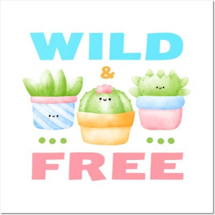 Wild & Free Watercolor Cacti and Succulents Potted Plants | Perfect for Cactus Lover & Succulent Lover Posters and Art